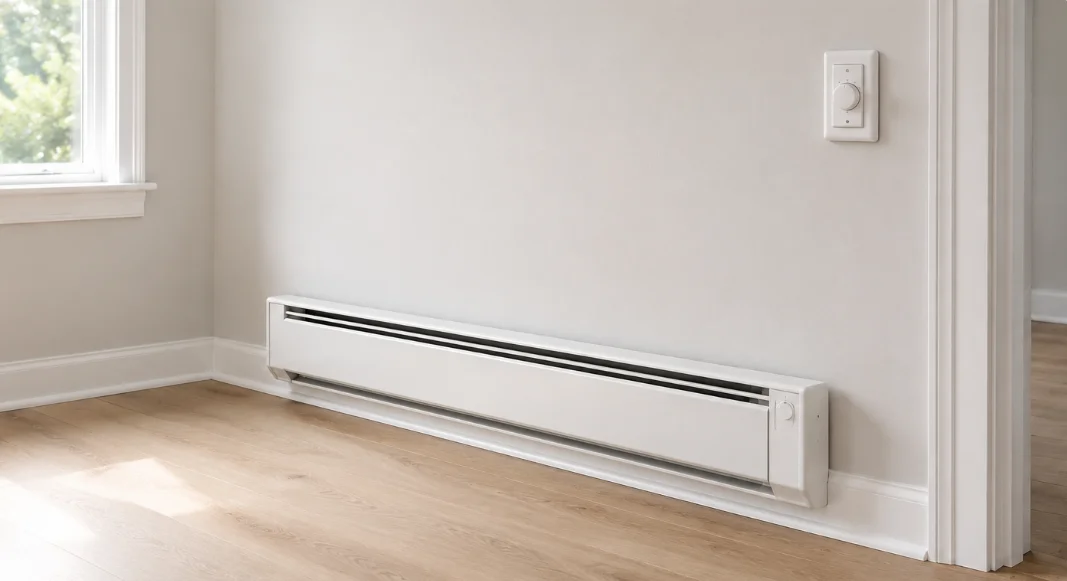 Electric baseboard heater with wall thermostat
