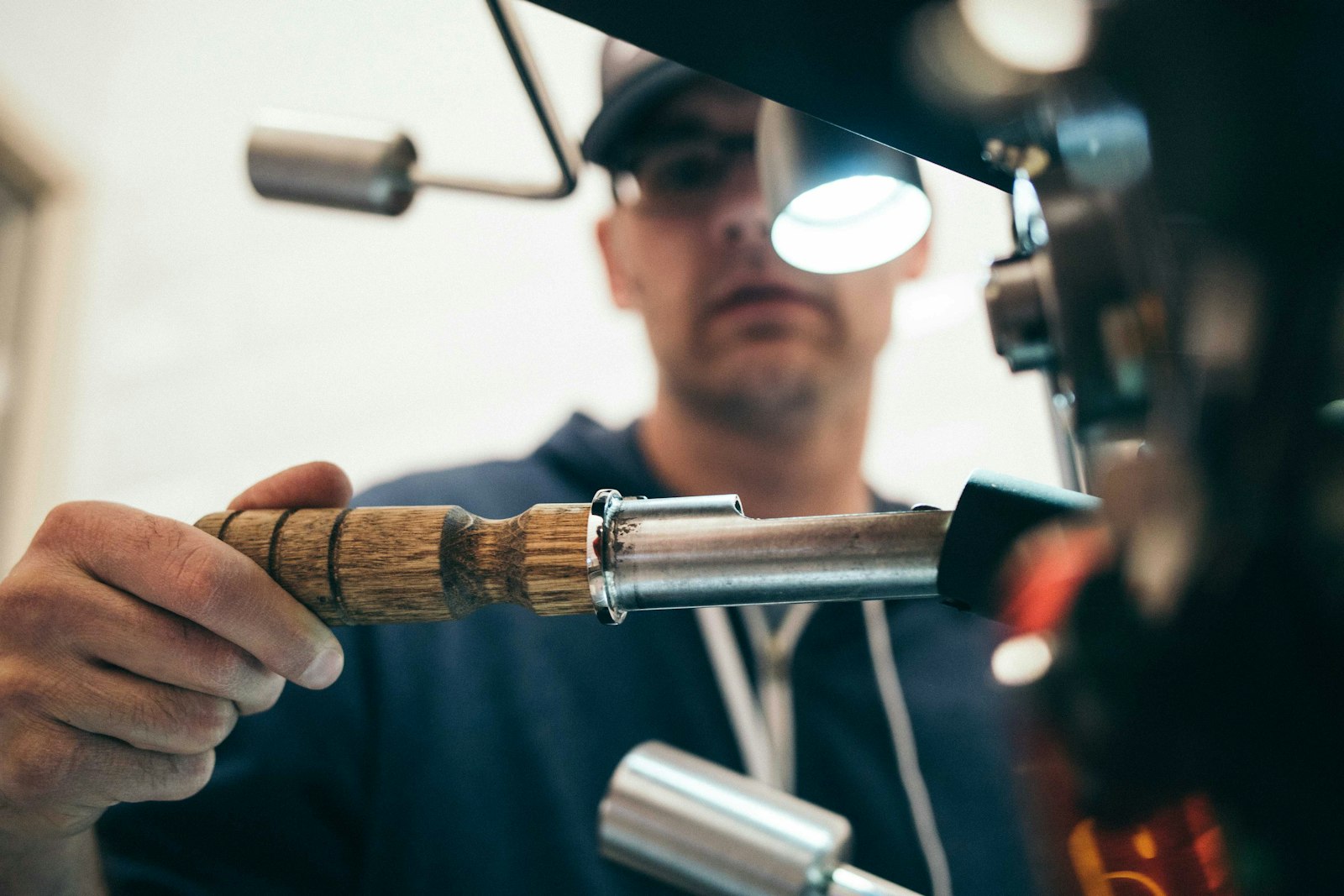 Electrician soldering an electrical connection