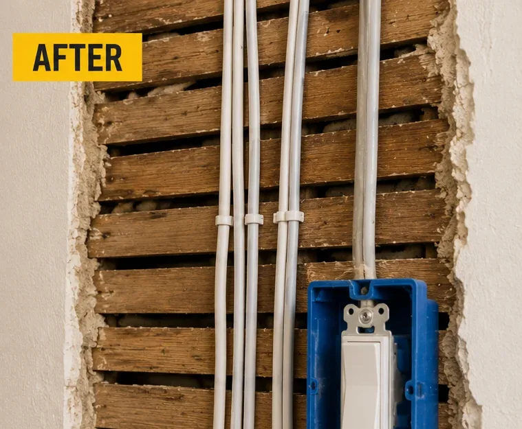 Upgraded electrical wiring after replacement