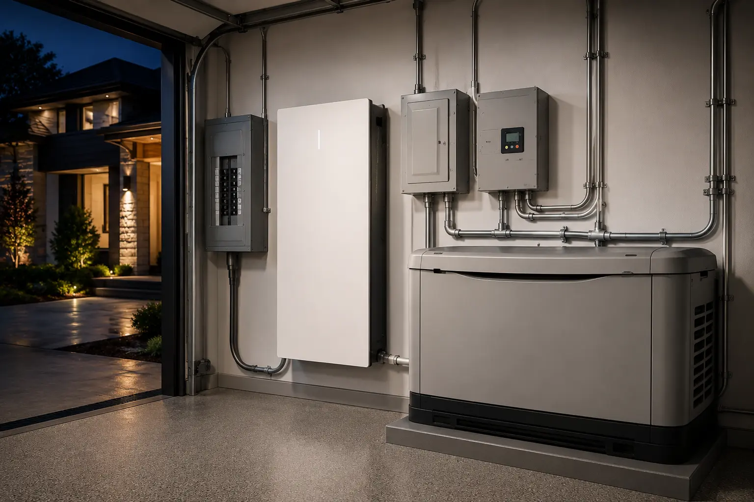 Home battery backup system with standby generator