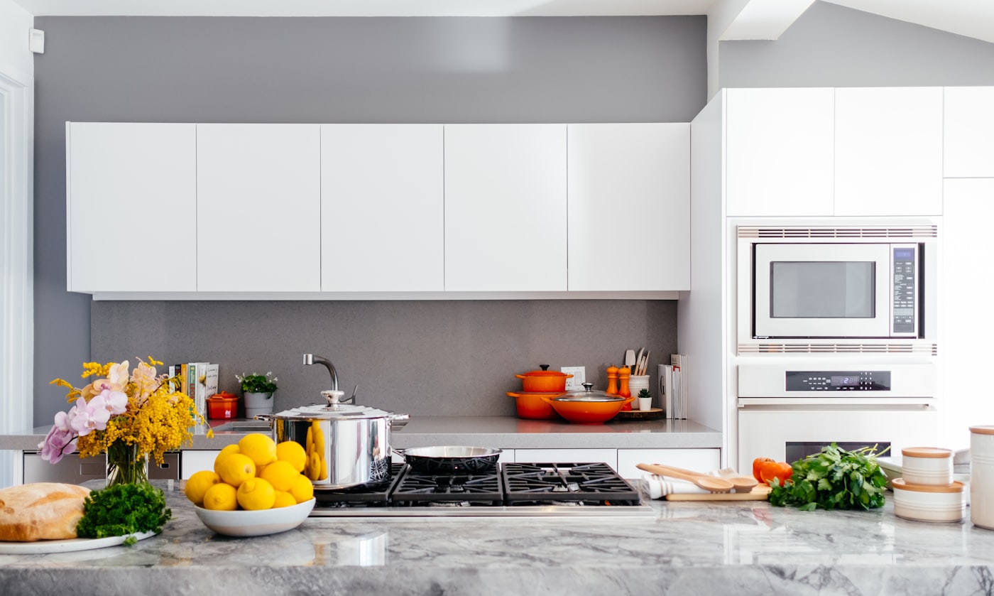 Modern kitchen with built-in appliances