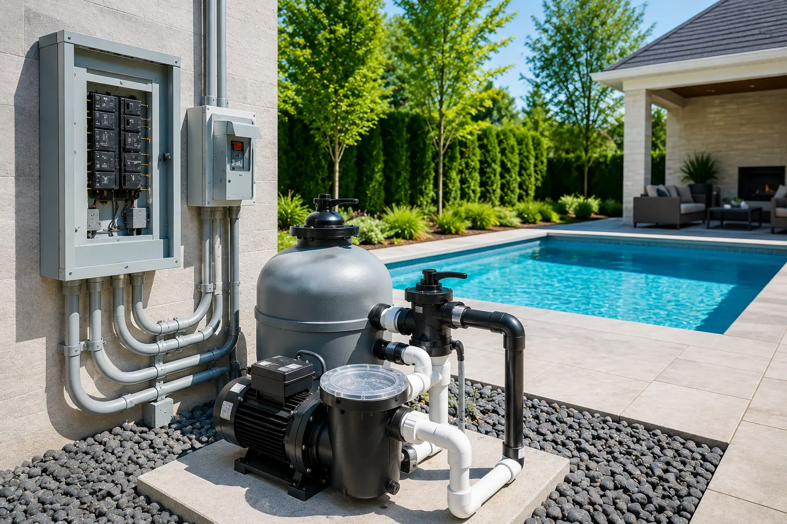 Pool pump system with electrical control panel