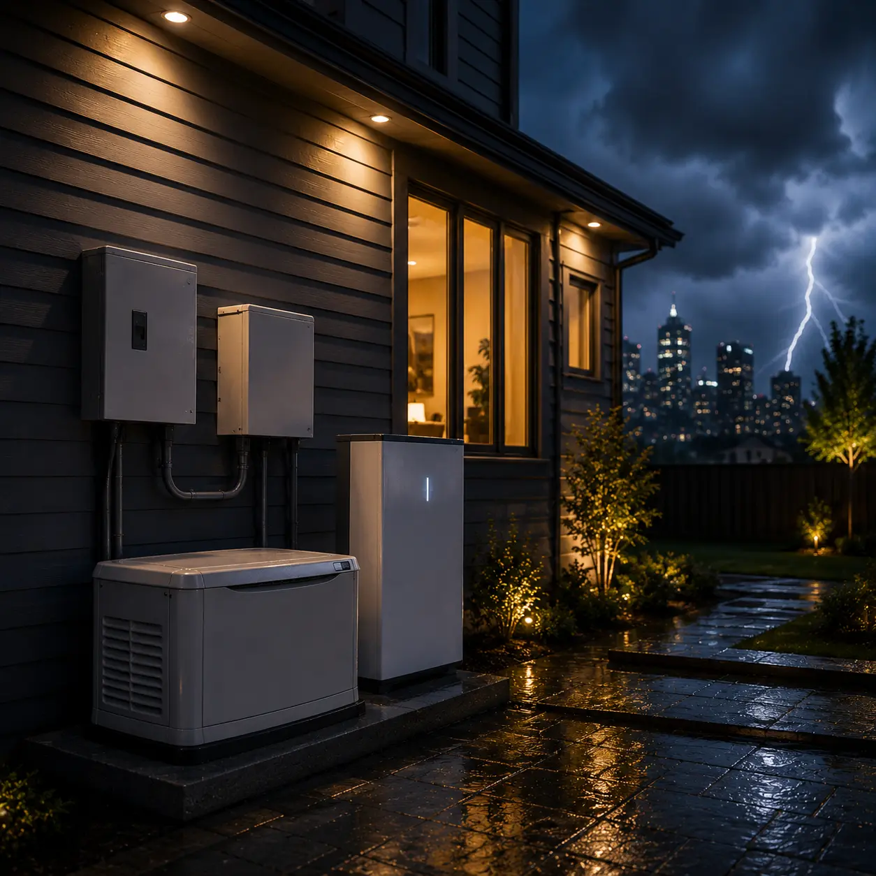 Home backup power system during a thunderstorm