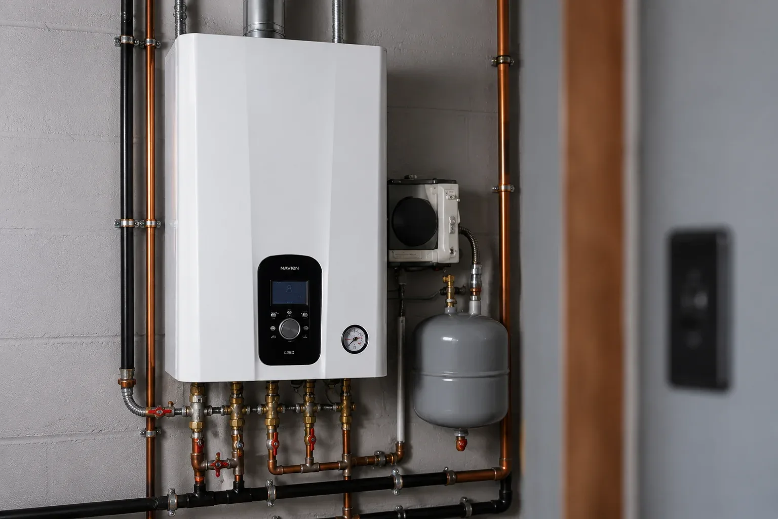 Wall-mounted tankless water heater system